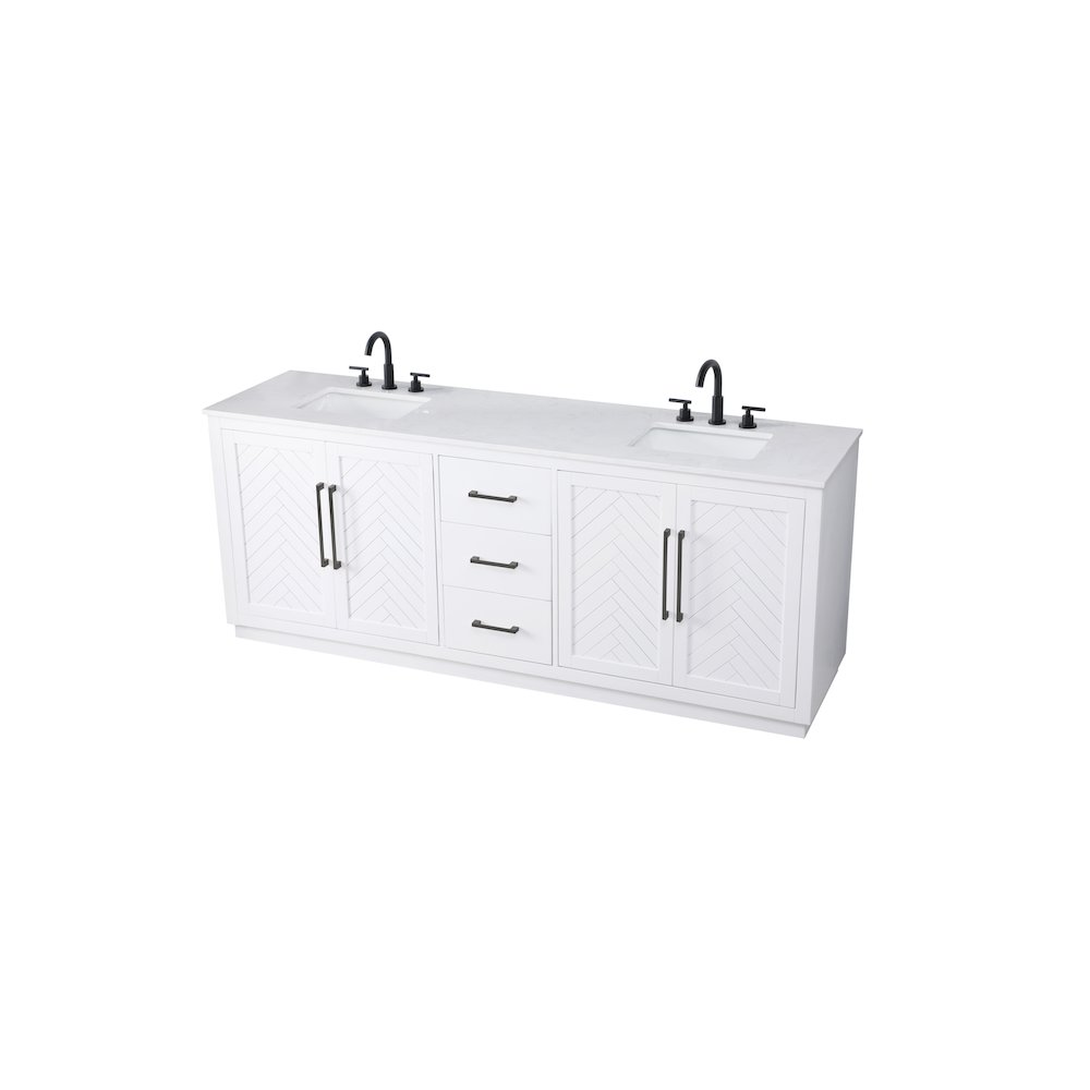 84 inch Double Bathroom Vanity in White. Picture 6