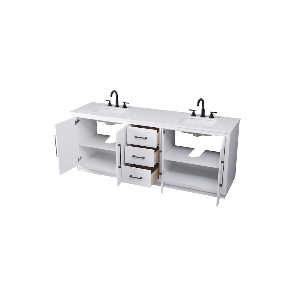 84 inch Double Bathroom Vanity in White. Picture 7