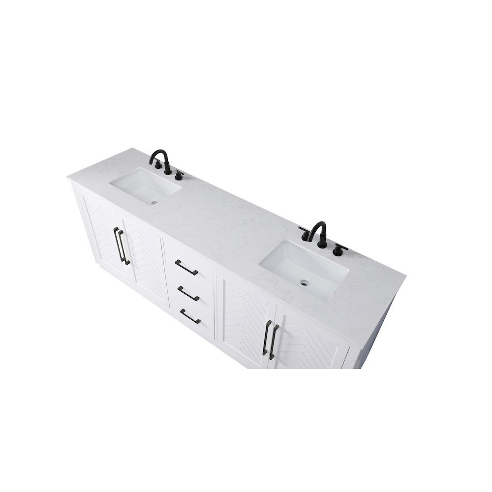84 inch Double Bathroom Vanity in White. Picture 8
