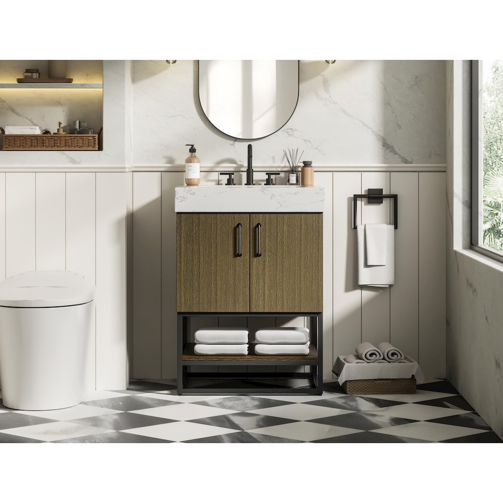 24 inch Single Bathroom Vanity in Chestnut Brown. Picture 2