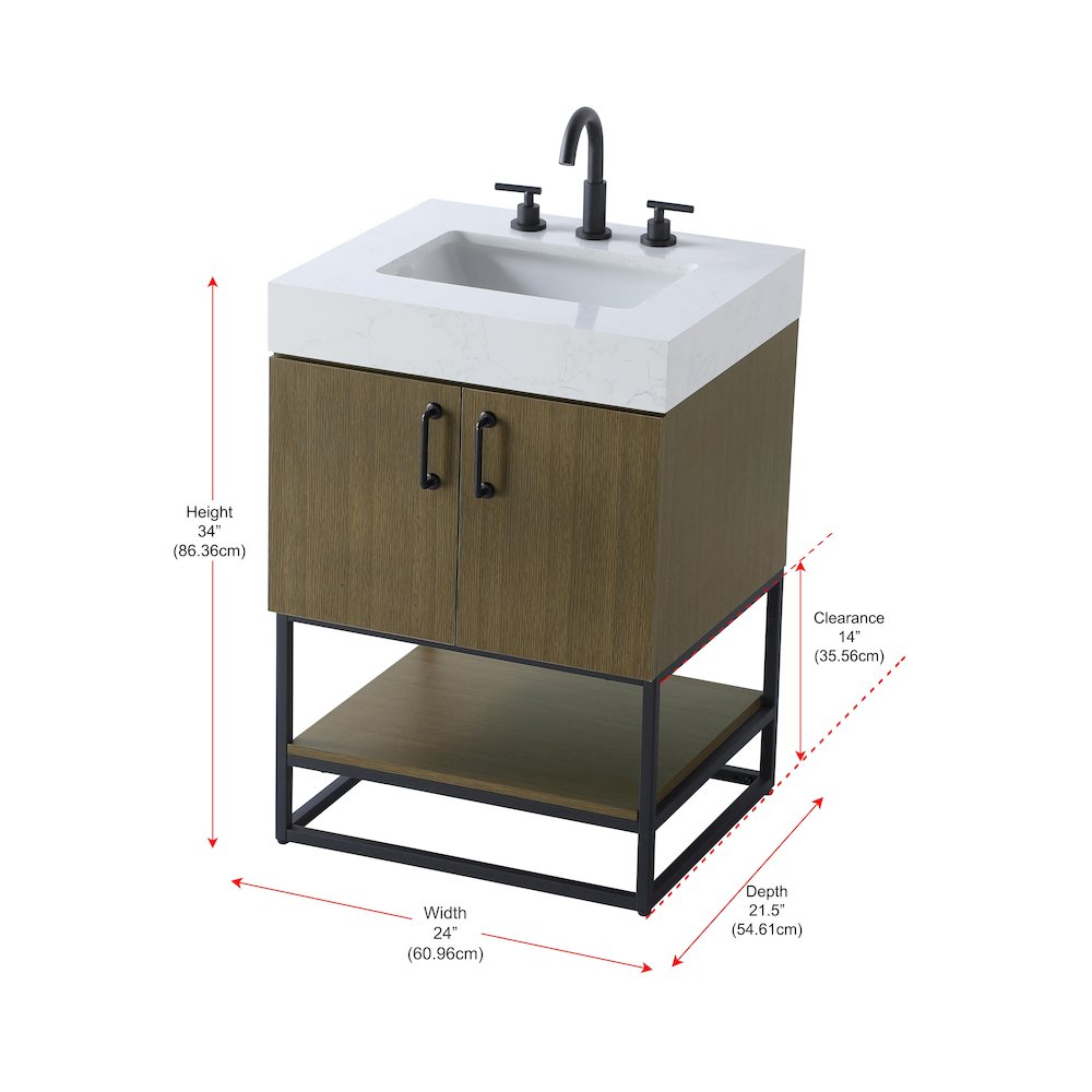 24 inch Single Bathroom Vanity in Chestnut Brown. Picture 13