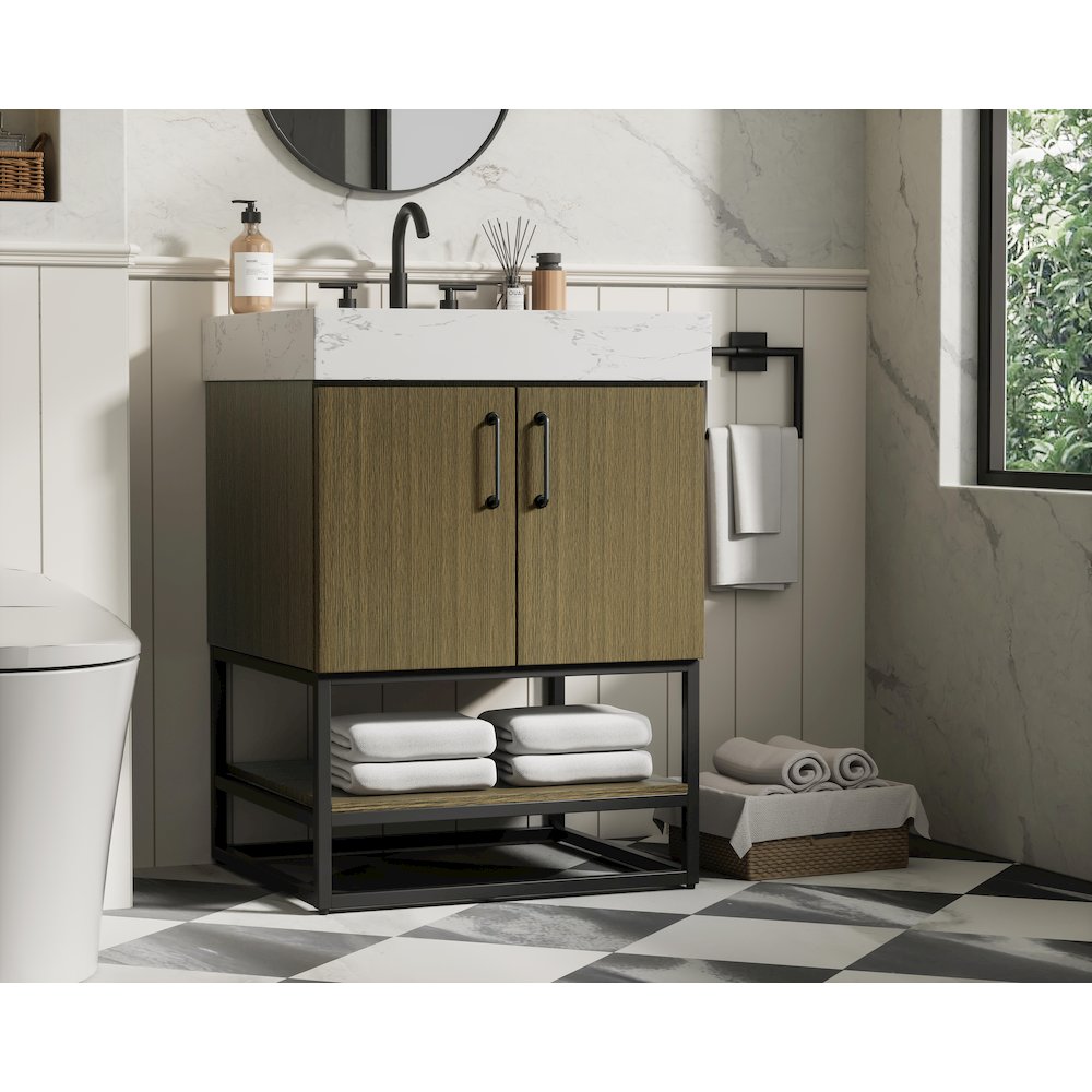 24 inch Single Bathroom Vanity in Chestnut Brown. Picture 3