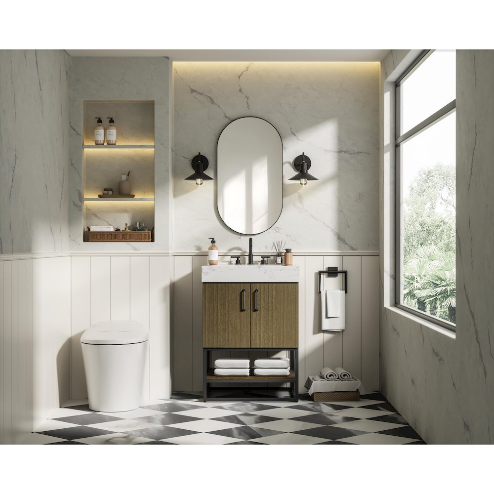 24 inch Single Bathroom Vanity in Chestnut Brown. Picture 4