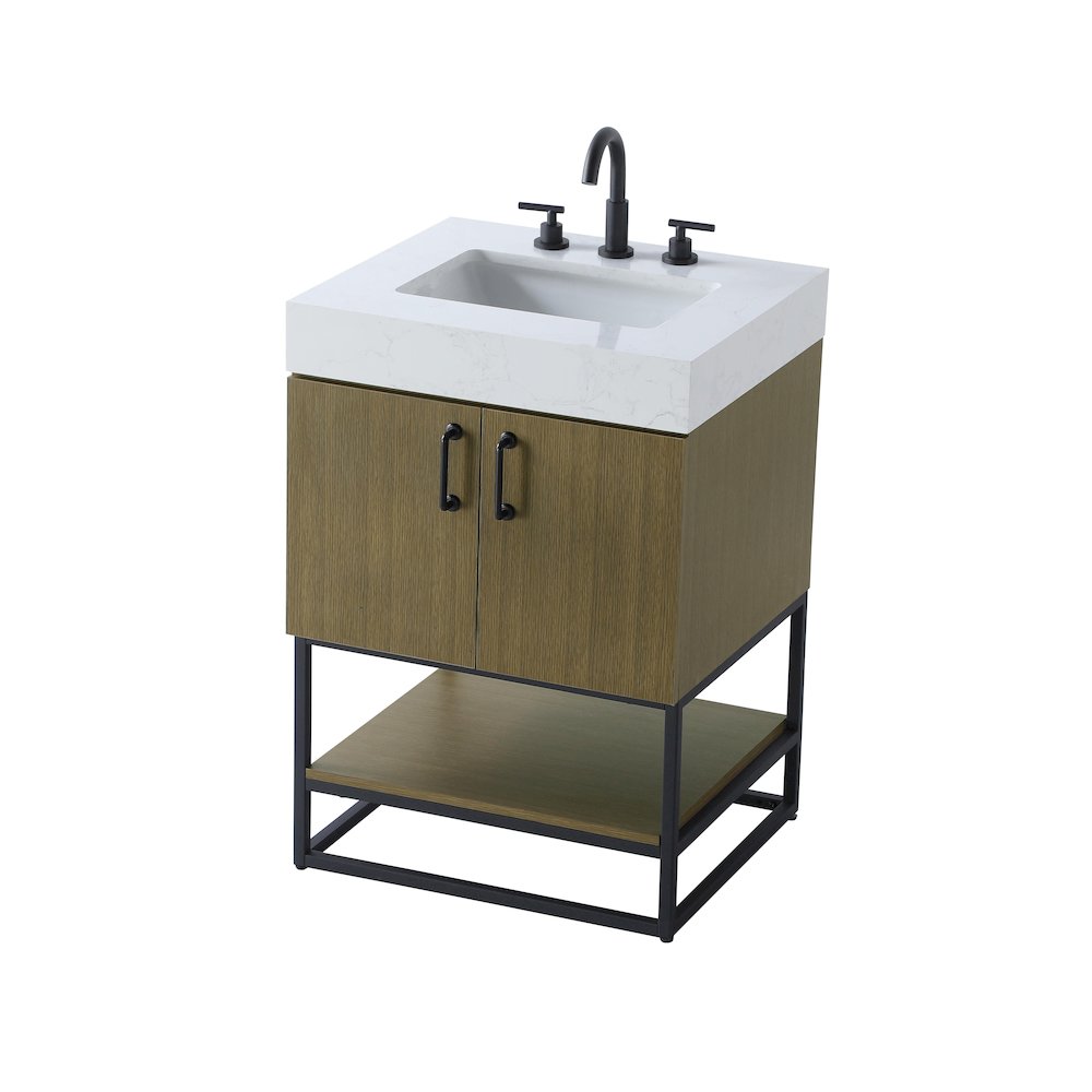 24 inch Single Bathroom Vanity in Chestnut Brown. Picture 6
