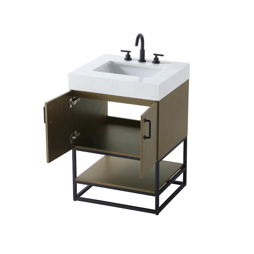 24 inch Single Bathroom Vanity in Chestnut Brown. Picture 7
