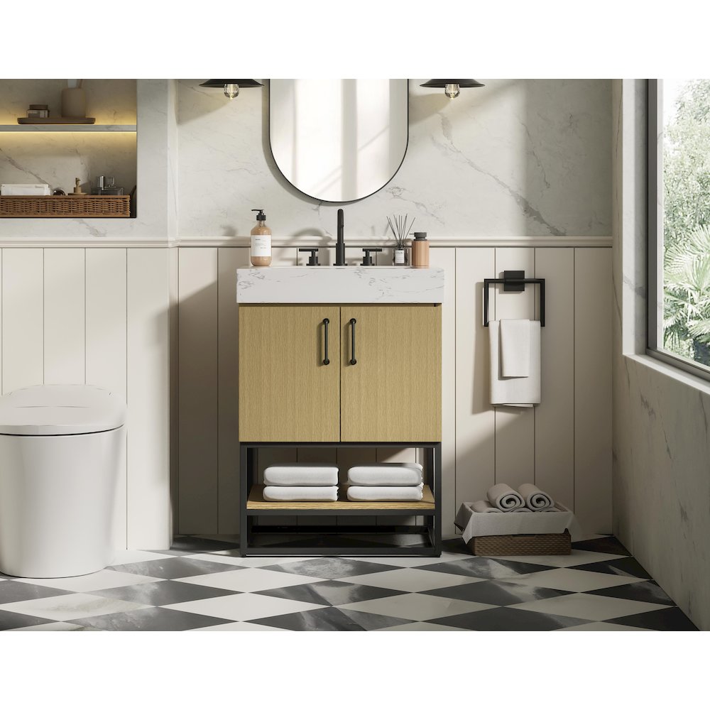 24 inch Single Bathroom Vanity in  Honey Brown. Picture 2