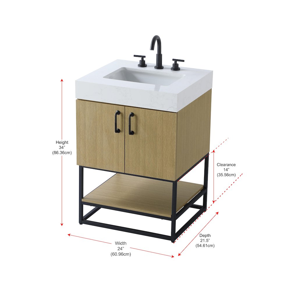 24 inch Single Bathroom Vanity in  Honey Brown. Picture 13