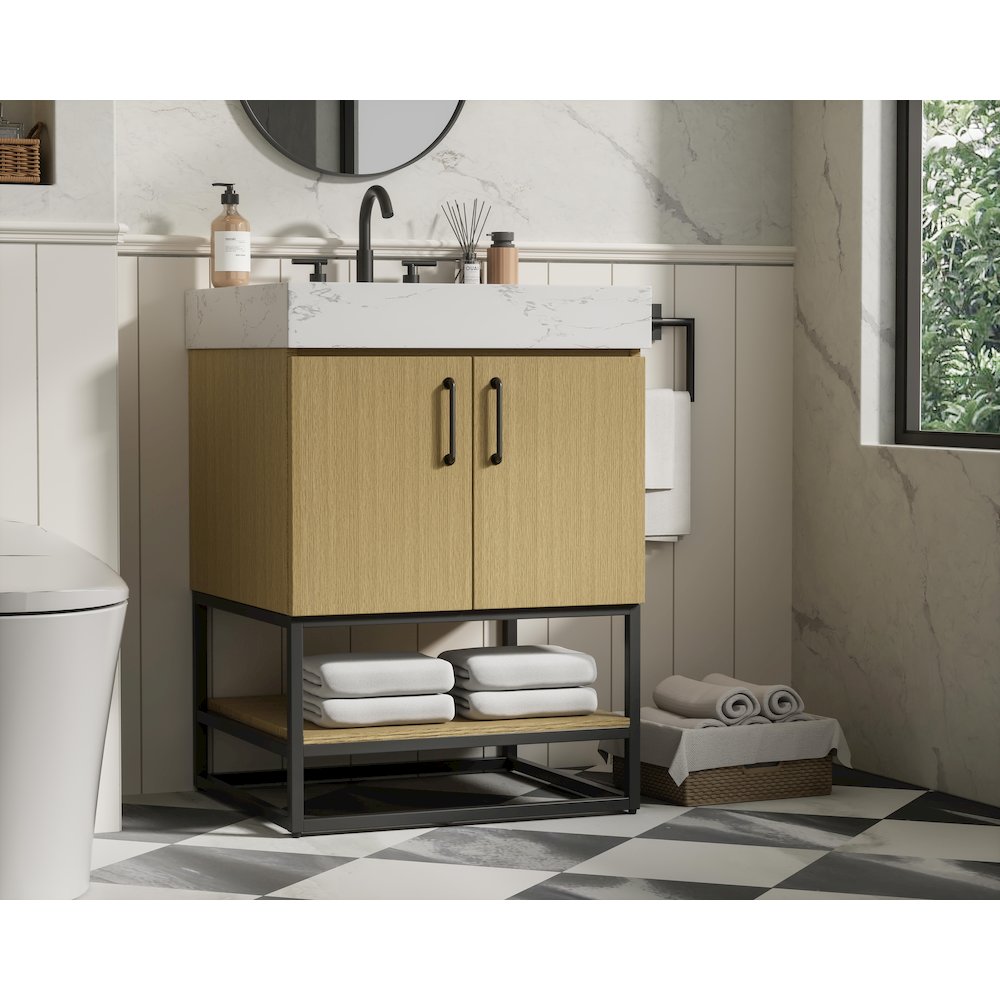 24 inch Single Bathroom Vanity in  Honey Brown. Picture 3