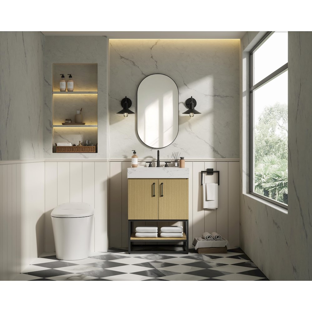 24 inch Single Bathroom Vanity in  Honey Brown. Picture 4
