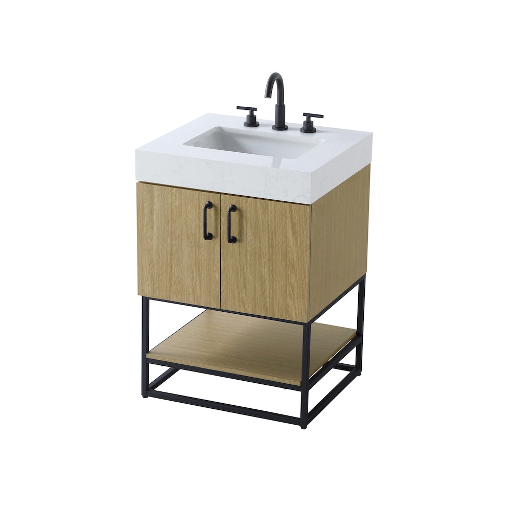 24 inch Single Bathroom Vanity in  Honey Brown. Picture 6