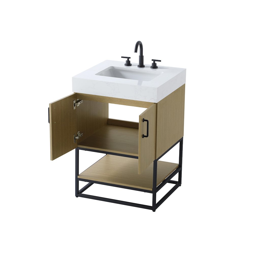24 inch Single Bathroom Vanity in  Honey Brown. Picture 7