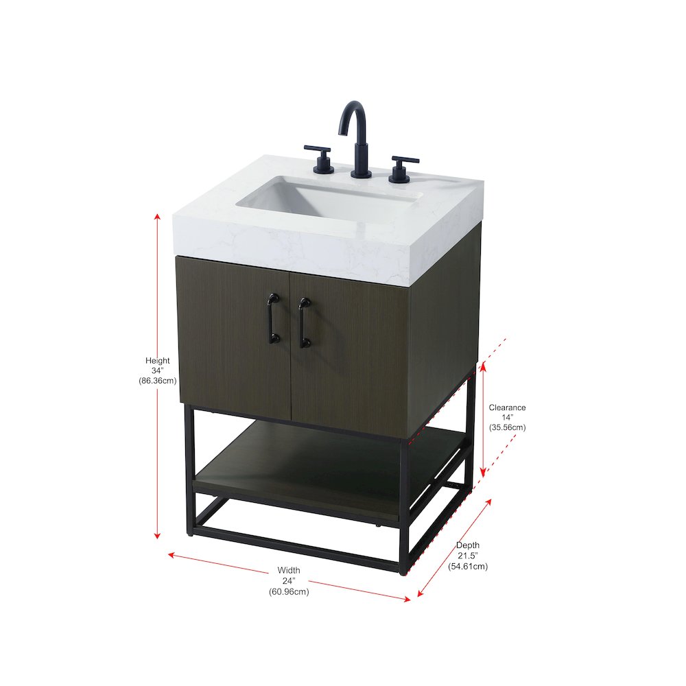 24 inch Single Bathroom Vanity in Mocha Brown. Picture 13