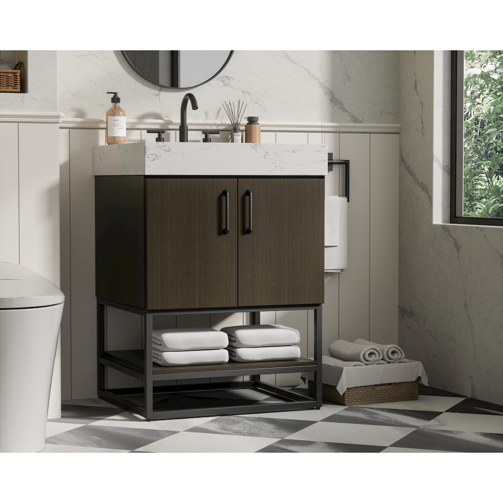 24 inch Single Bathroom Vanity in Mocha Brown. Picture 3