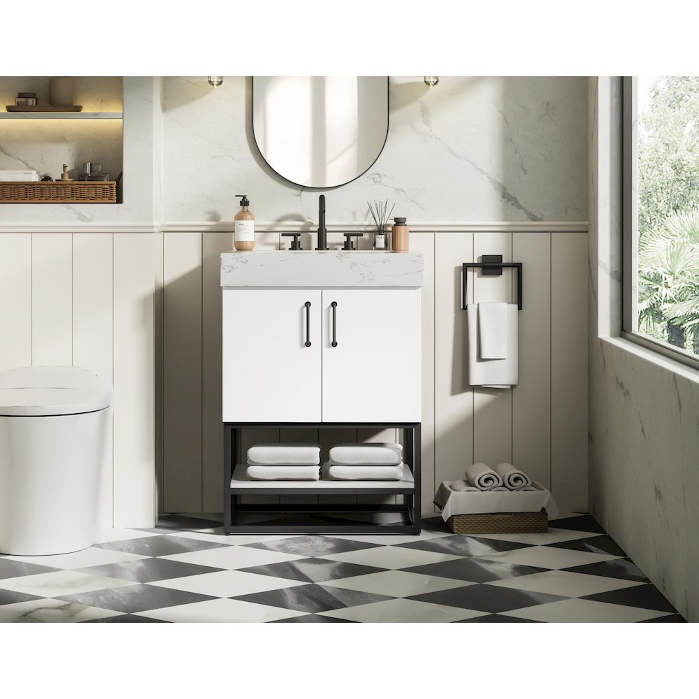 24 inch Single Bathroom Vanity in White. Picture 2