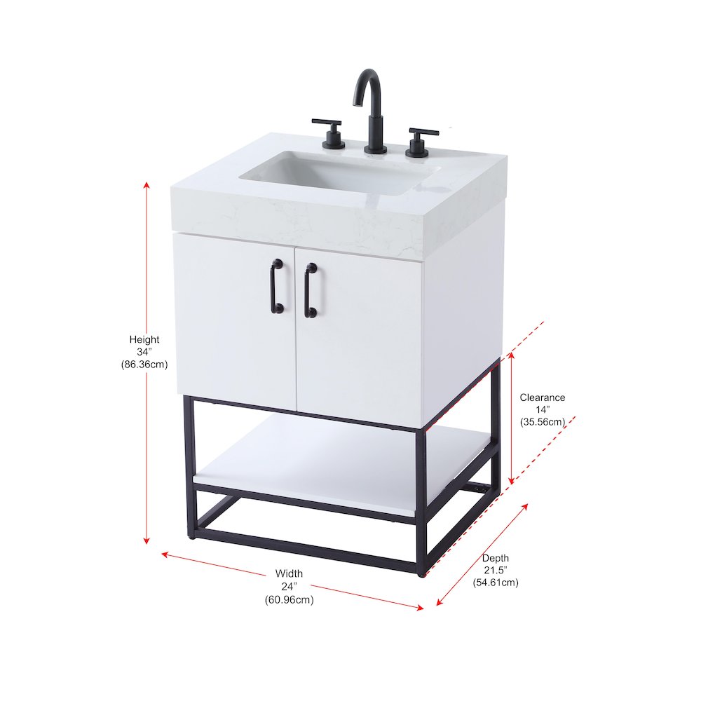 24 inch Single Bathroom Vanity in White. Picture 13