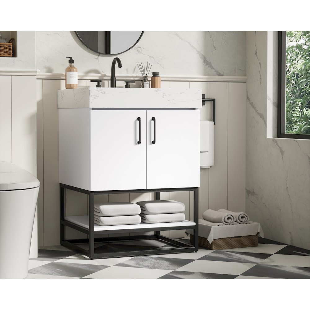 24 inch Single Bathroom Vanity in White. Picture 3