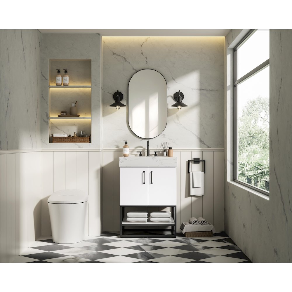 24 inch Single Bathroom Vanity in White. Picture 4