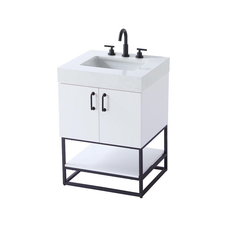 24 inch Single Bathroom Vanity in White. Picture 6