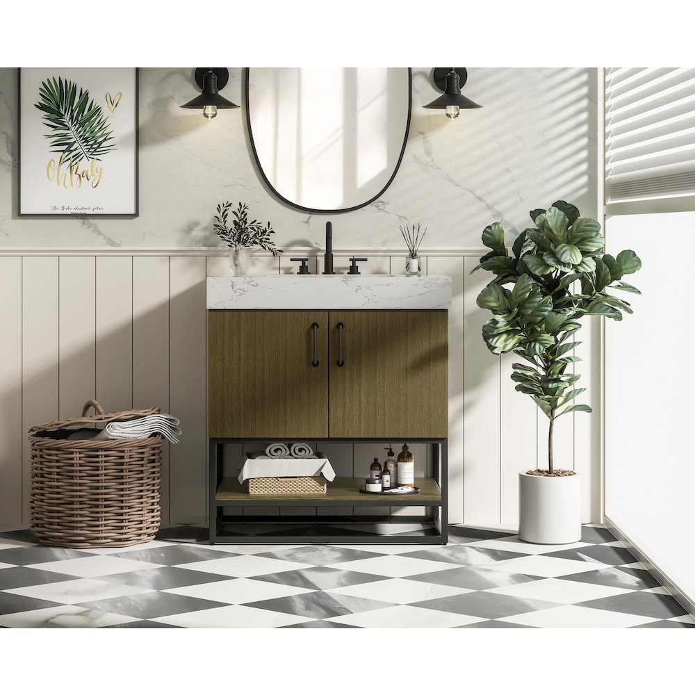 30 inch Single Bathroom Vanity in Chestnut Brown. Picture 2