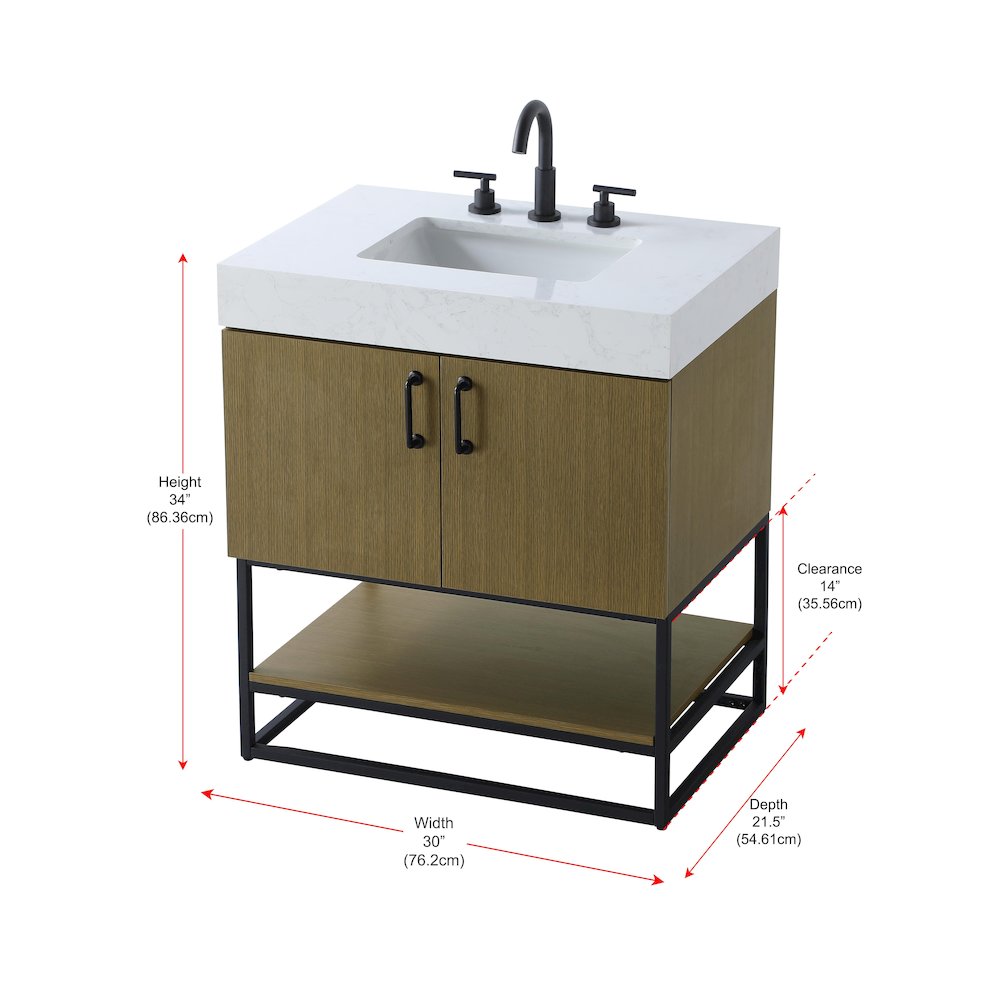 30 inch Single Bathroom Vanity in Chestnut Brown. Picture 13