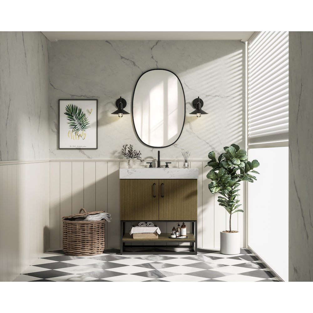 30 inch Single Bathroom Vanity in Chestnut Brown. Picture 4