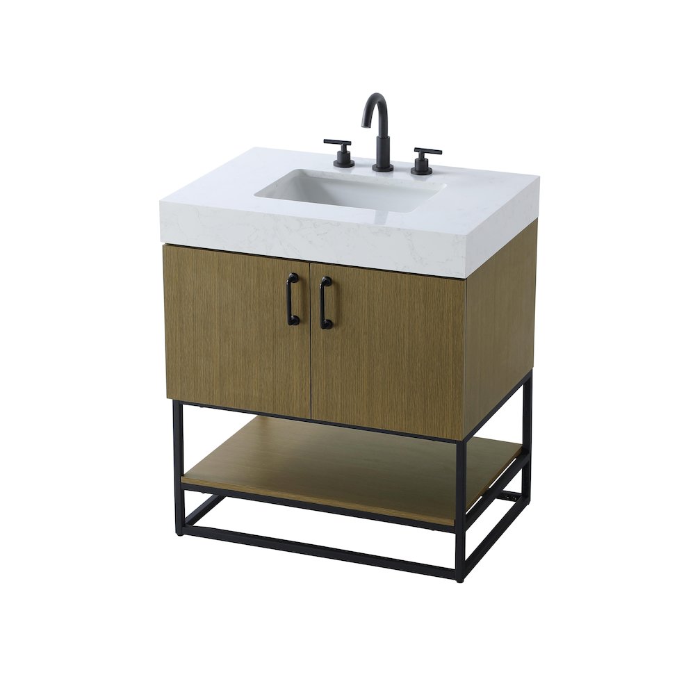 30 inch Single Bathroom Vanity in Chestnut Brown. Picture 6