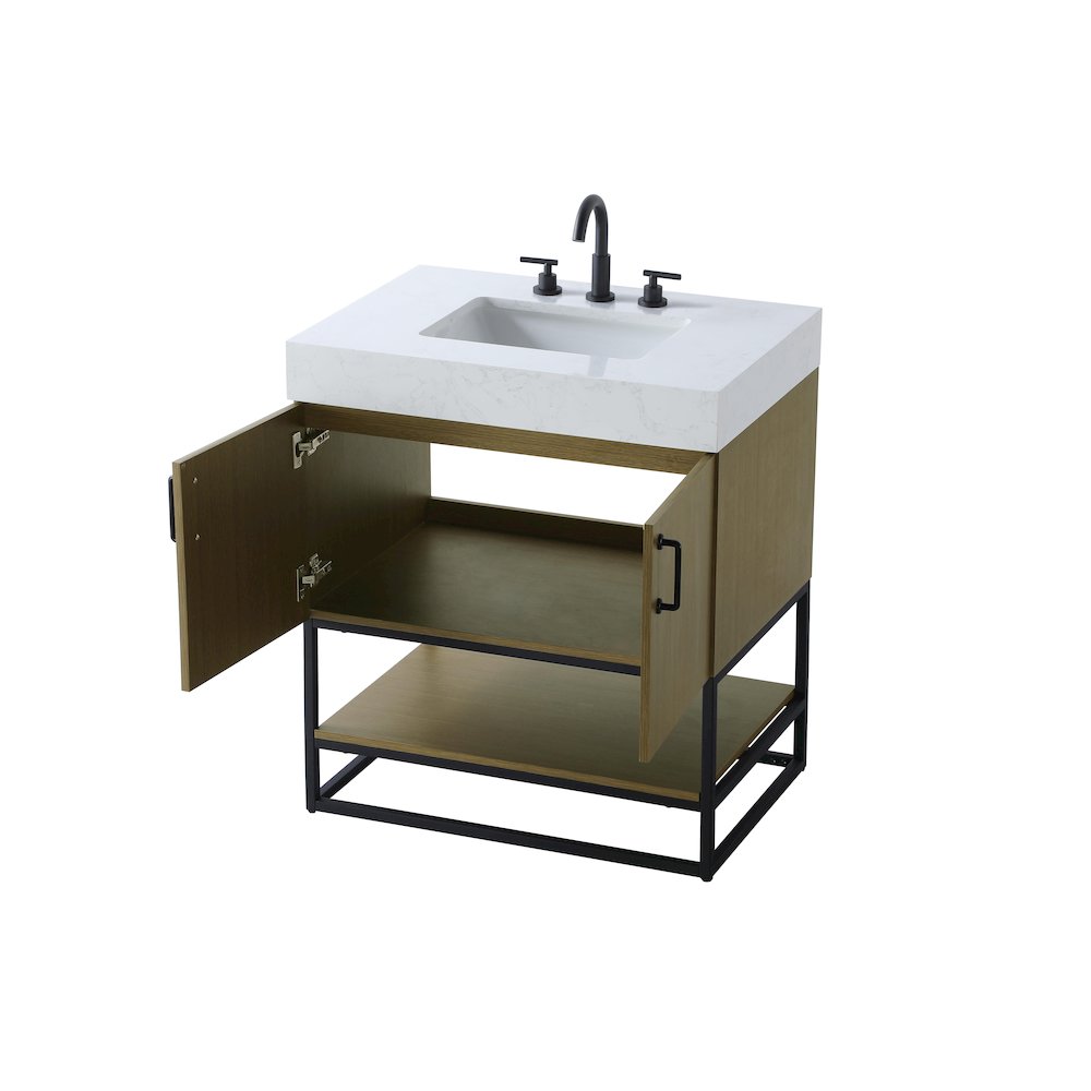 30 inch Single Bathroom Vanity in Chestnut Brown. Picture 7