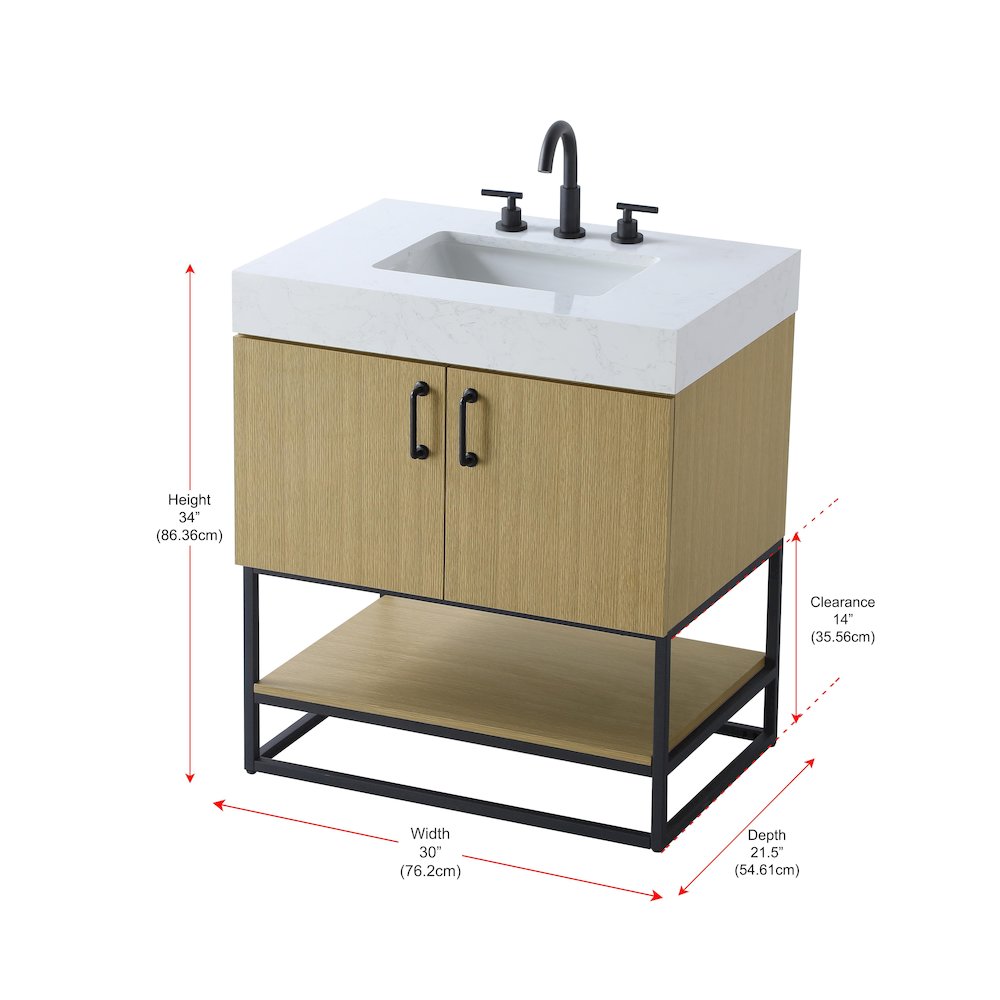 30 inch Single Bathroom Vanity in  Honey Brown. Picture 13