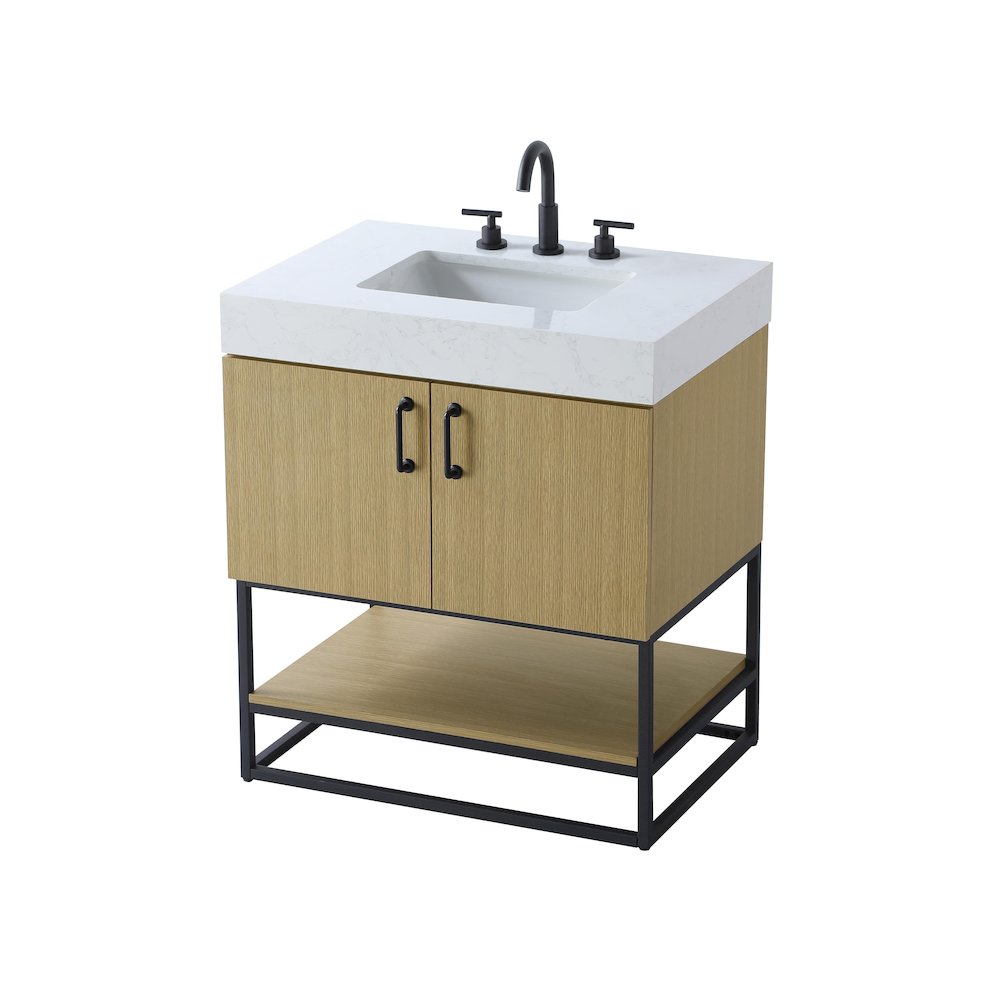 30 inch Single Bathroom Vanity in  Honey Brown. Picture 6