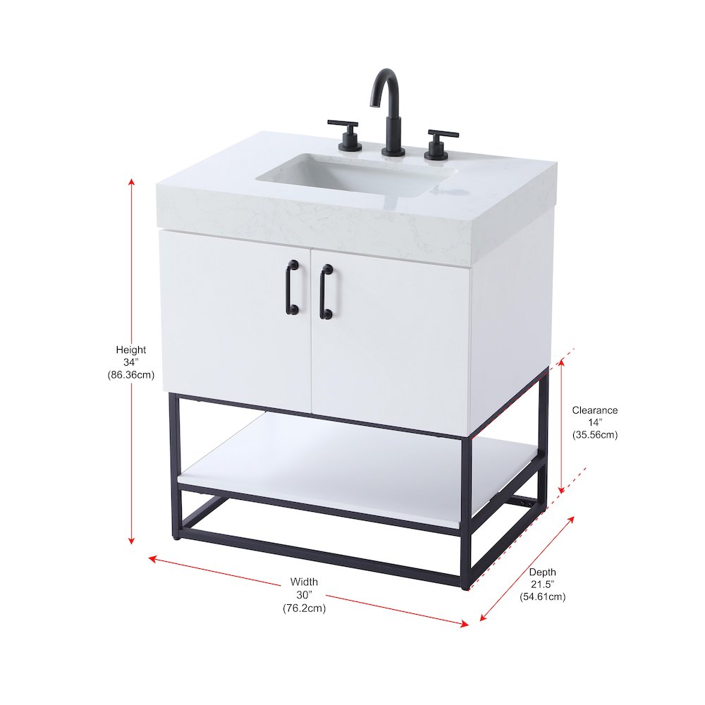 30 inch Single Bathroom Vanity in White. Picture 13