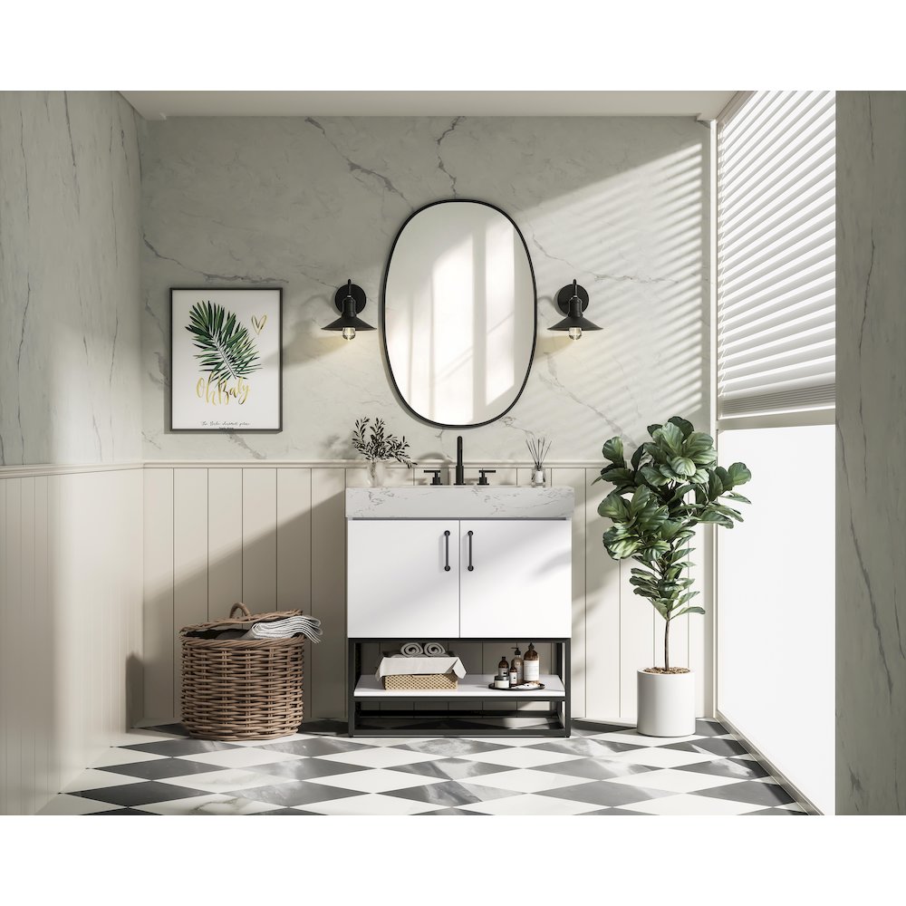 30 inch Single Bathroom Vanity in White. Picture 4
