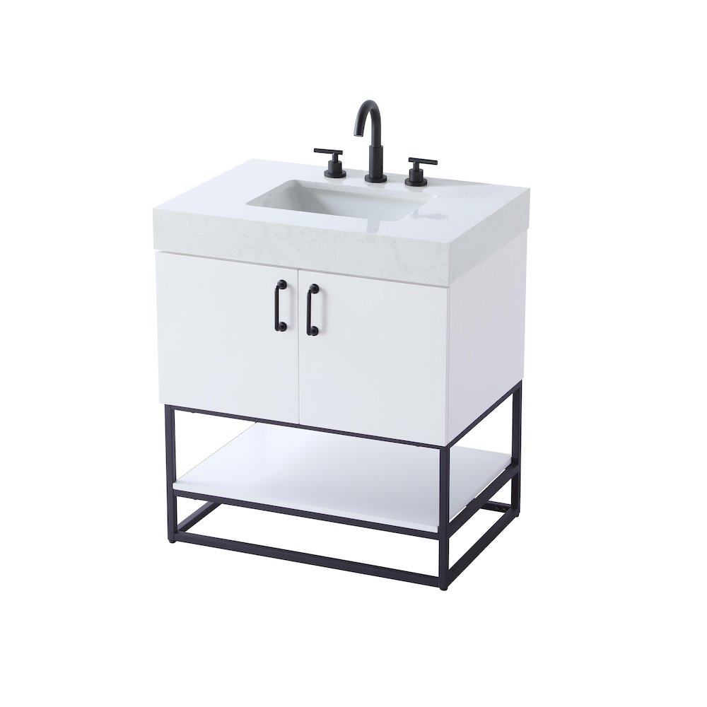 30 inch Single Bathroom Vanity in White. Picture 6