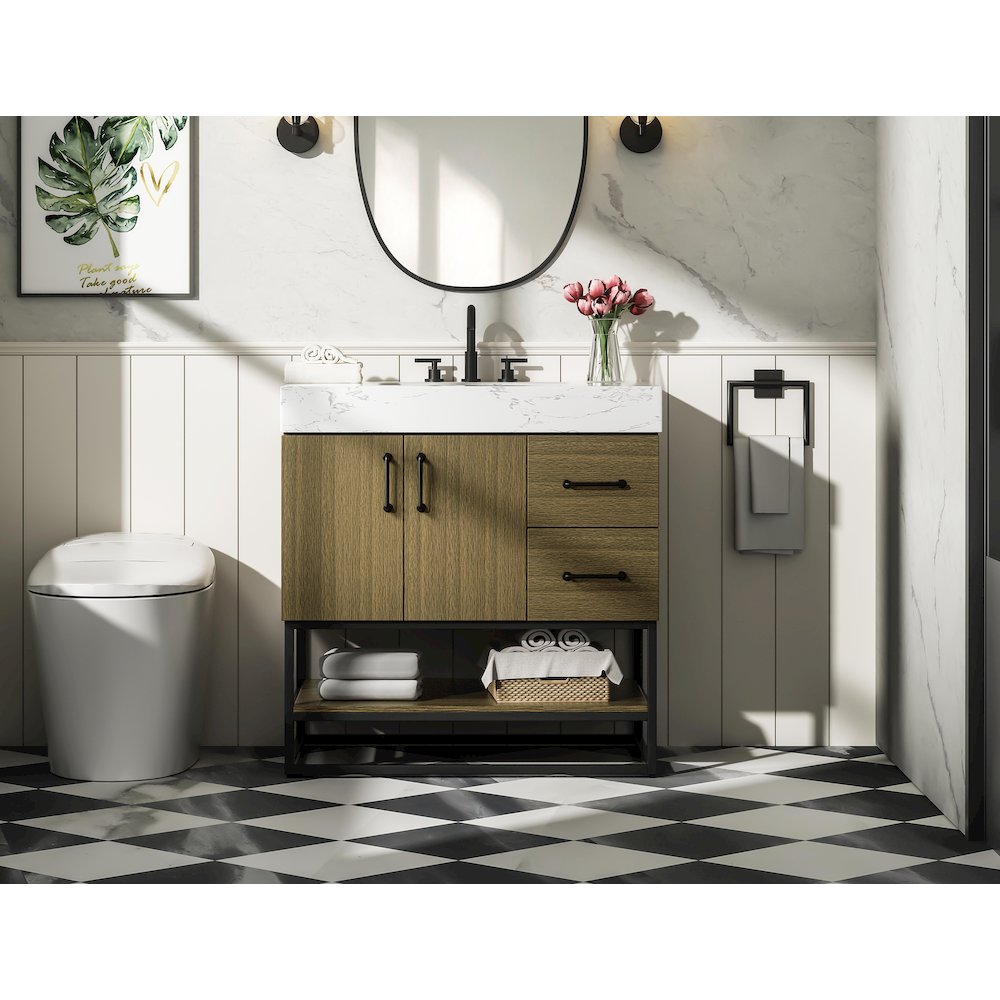 32 inch Single Bathroom Vanity in Chestnut Brown. Picture 2