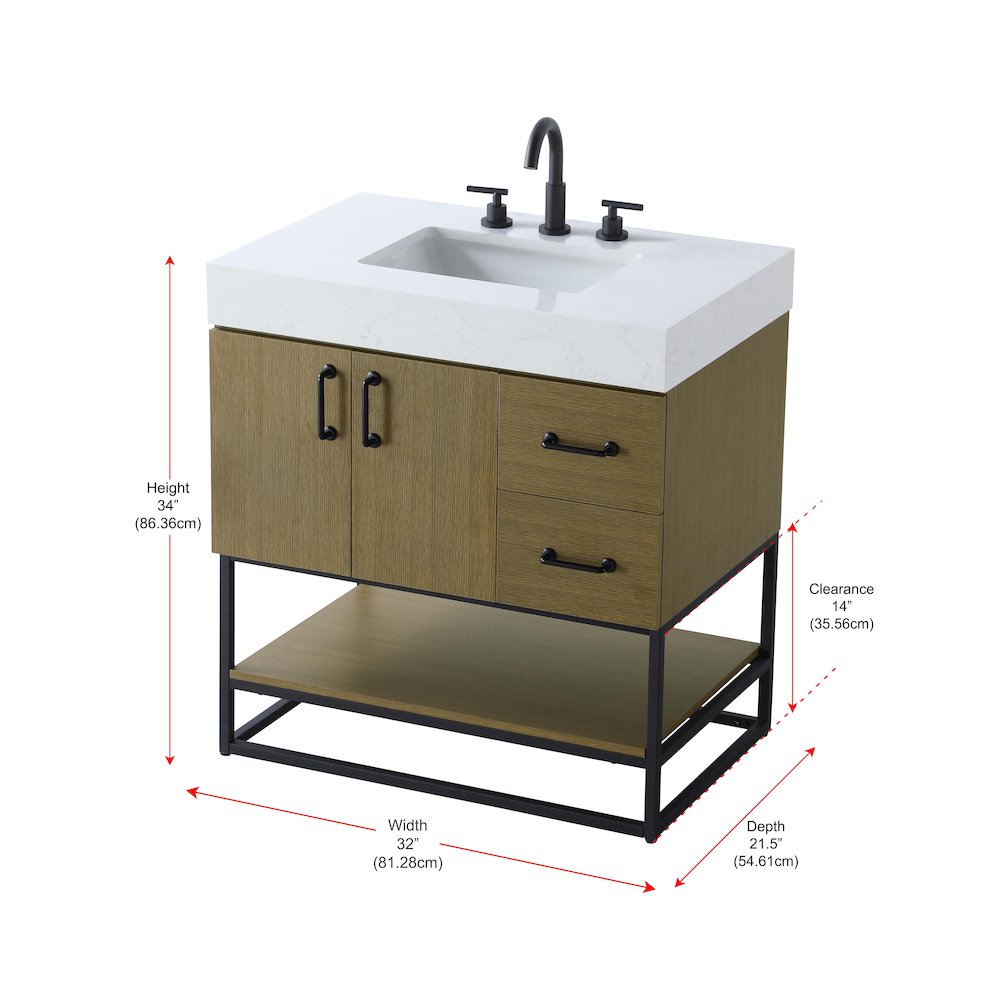 32 inch Single Bathroom Vanity in Chestnut Brown. Picture 13