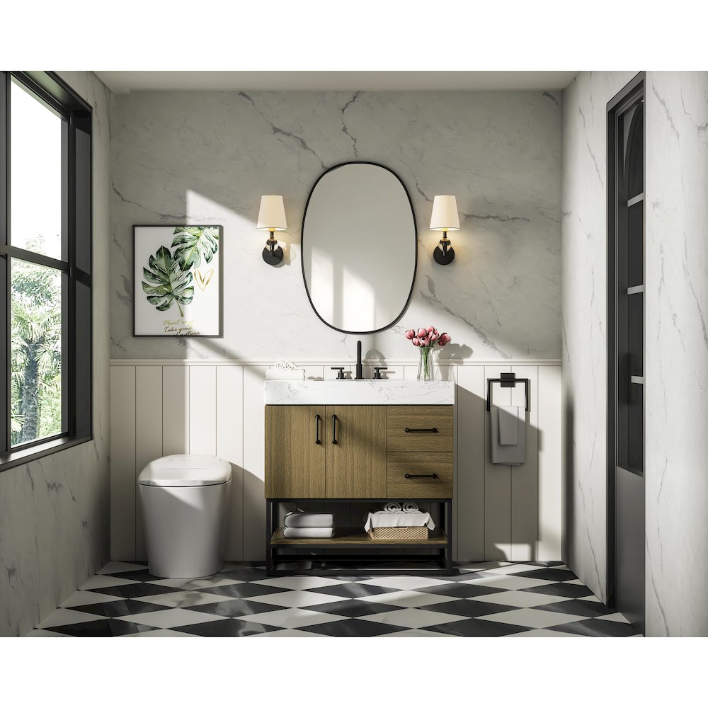 32 inch Single Bathroom Vanity in Chestnut Brown. Picture 4