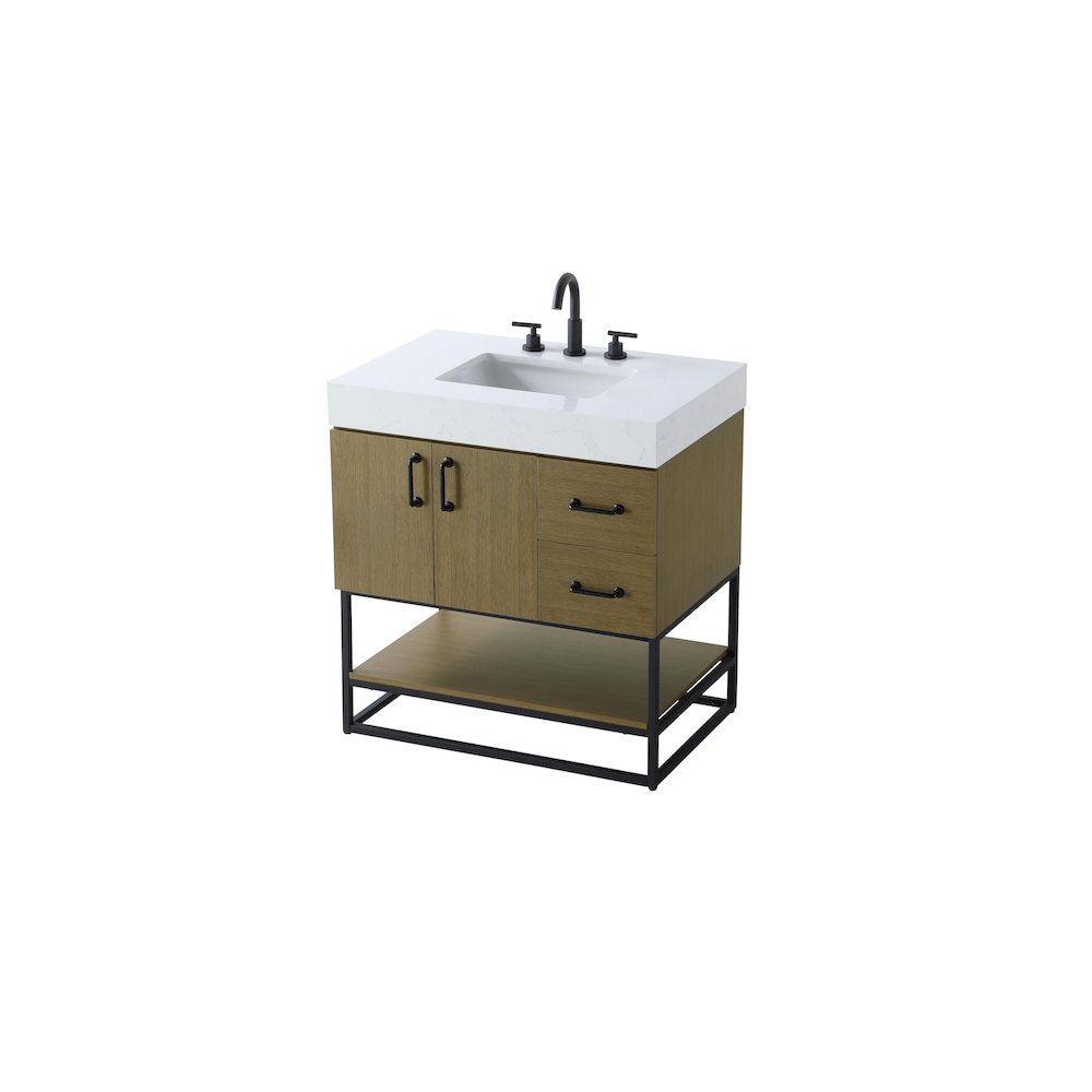 32 inch Single Bathroom Vanity in Chestnut Brown. Picture 6