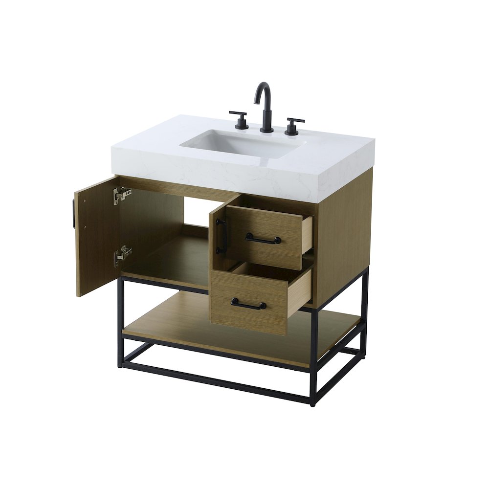 32 inch Single Bathroom Vanity in Chestnut Brown. Picture 7