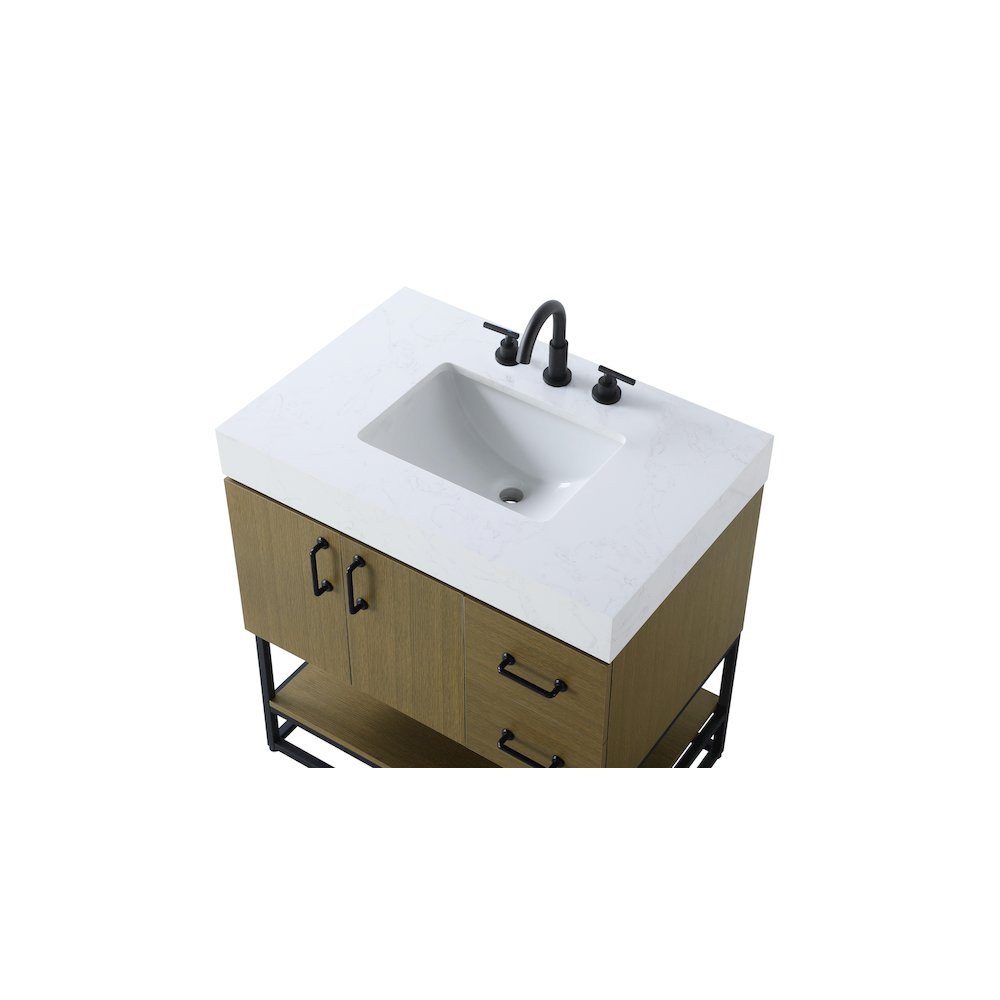 32 inch Single Bathroom Vanity in Chestnut Brown. Picture 8