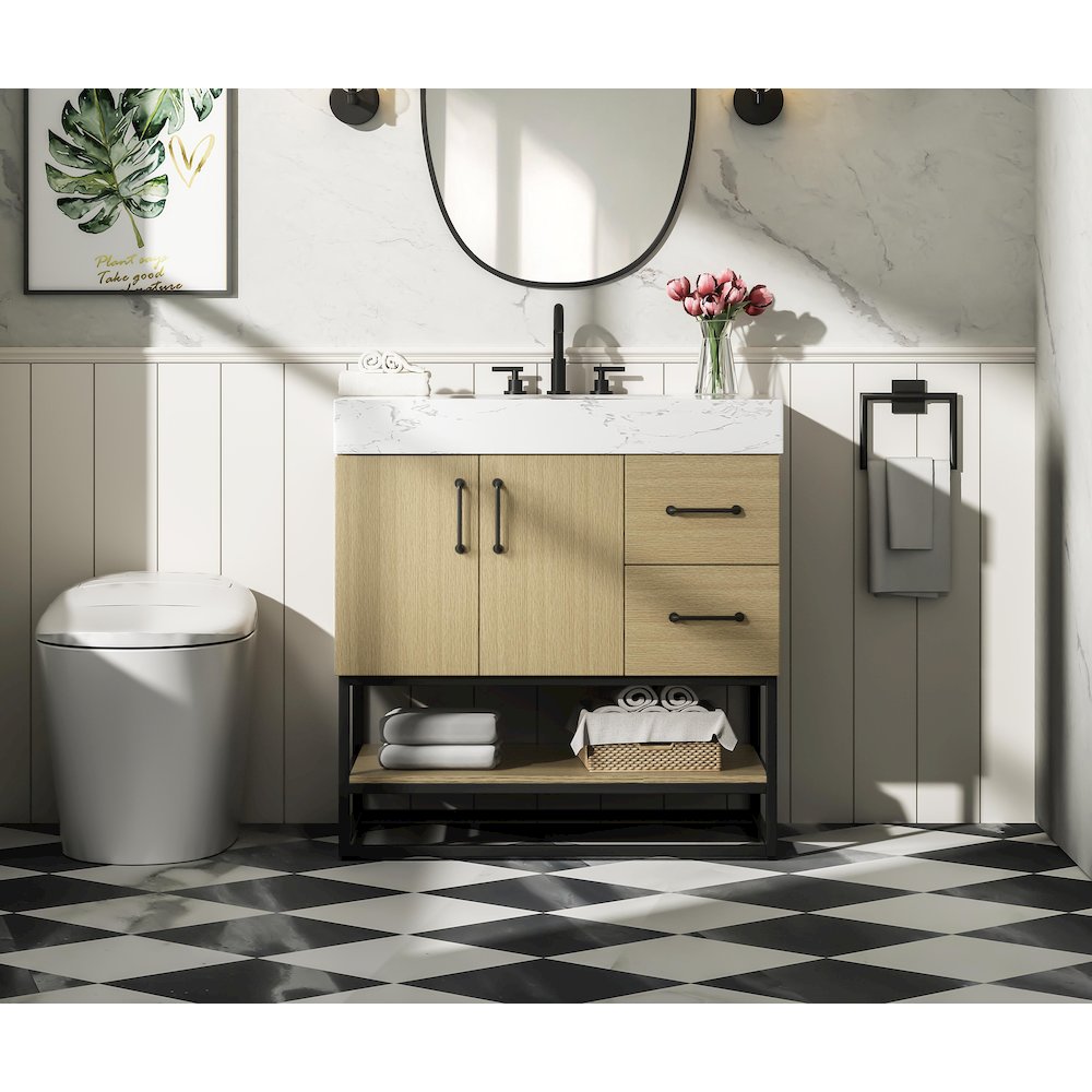 32 inch Single Bathroom Vanity in  Honey Brown. Picture 2