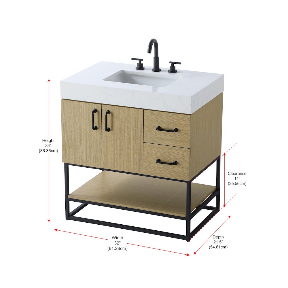 32 inch Single Bathroom Vanity in  Honey Brown. Picture 13