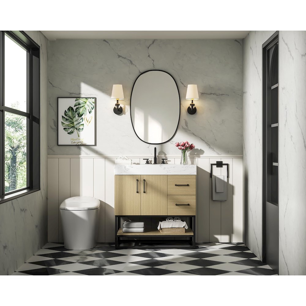 32 inch Single Bathroom Vanity in  Honey Brown. Picture 4