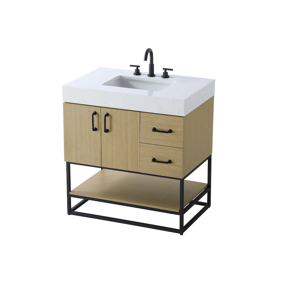 32 inch Single Bathroom Vanity in  Honey Brown. Picture 6