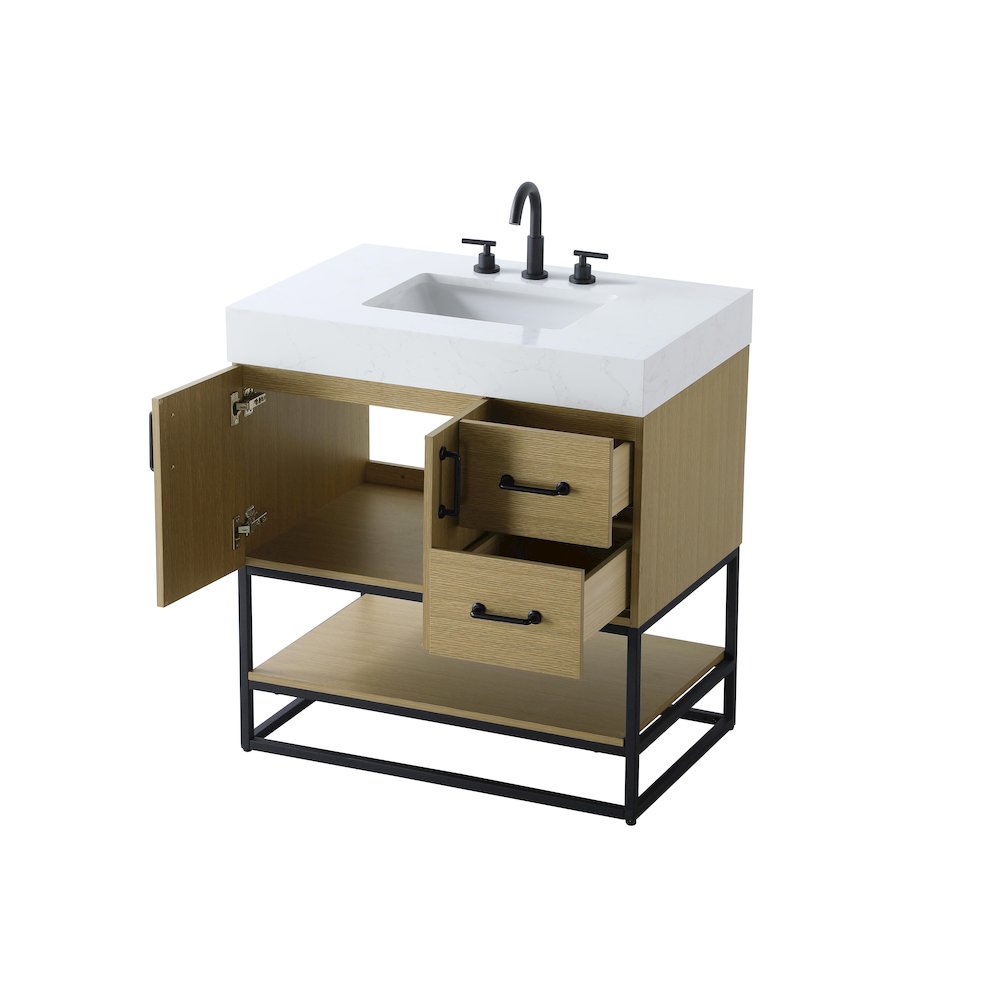 32 inch Single Bathroom Vanity in  Honey Brown. Picture 7