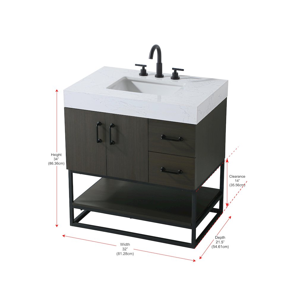 32 inch Single Bathroom Vanity in Mocha Brown. Picture 13