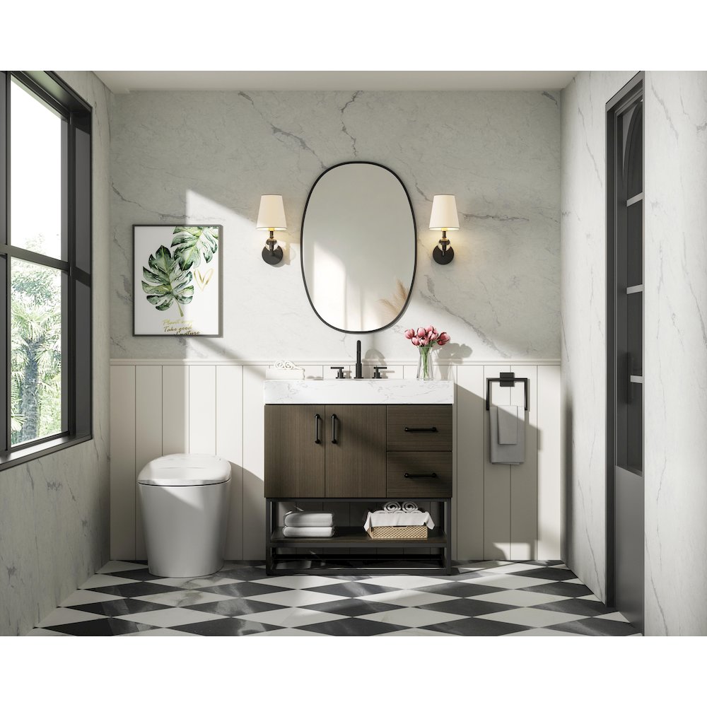 32 inch Single Bathroom Vanity in Mocha Brown. Picture 4