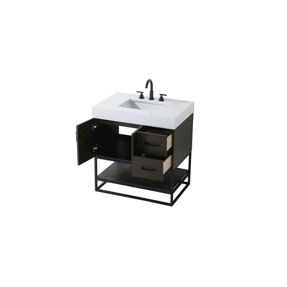32 inch Single Bathroom Vanity in Mocha Brown. Picture 7
