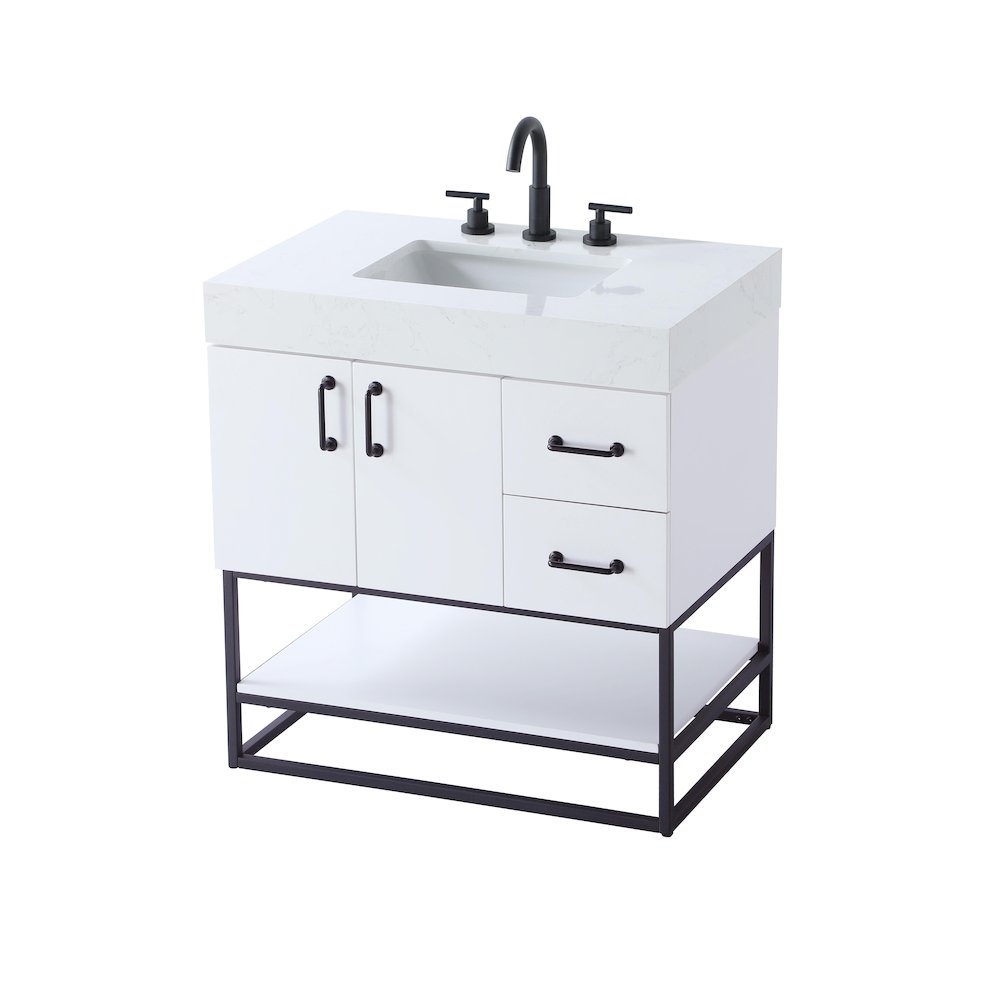 32 inch Single Bathroom Vanity in White. Picture 6