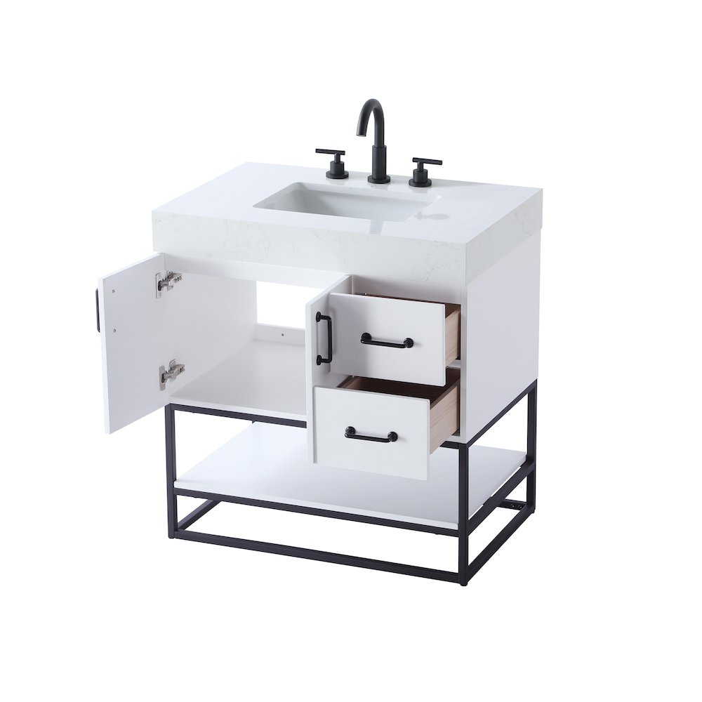 32 inch Single Bathroom Vanity in White. Picture 7