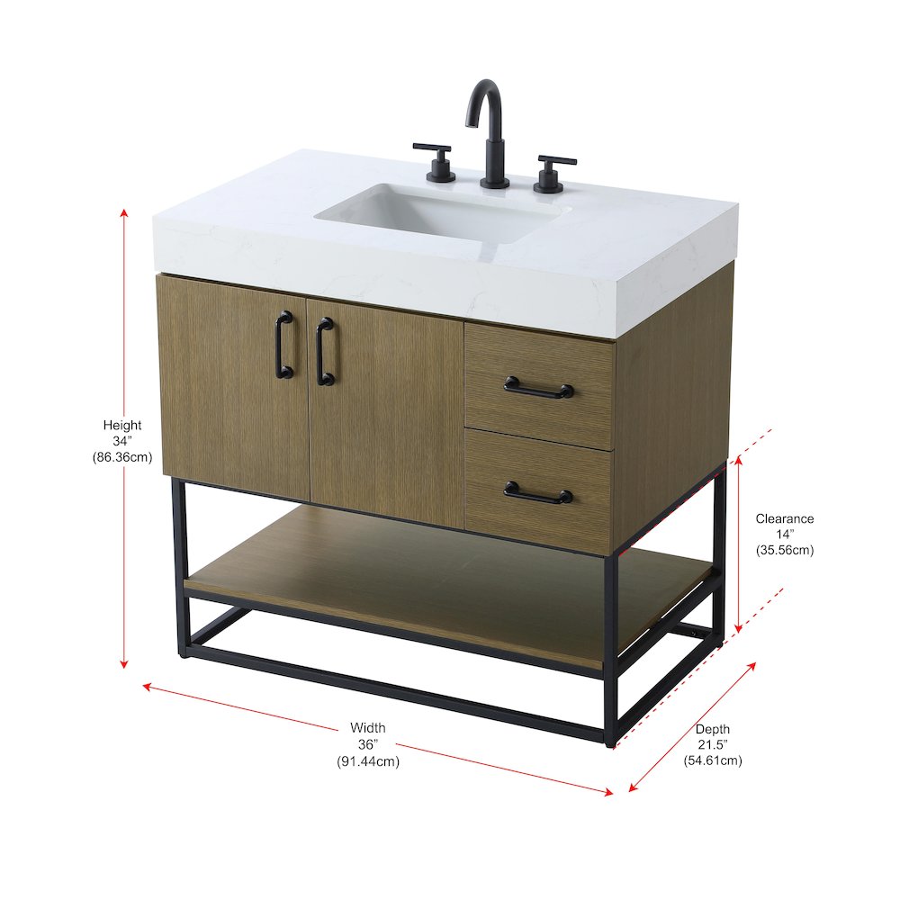 36 inch Single Bathroom Vanity in Chestnut Brown. Picture 13