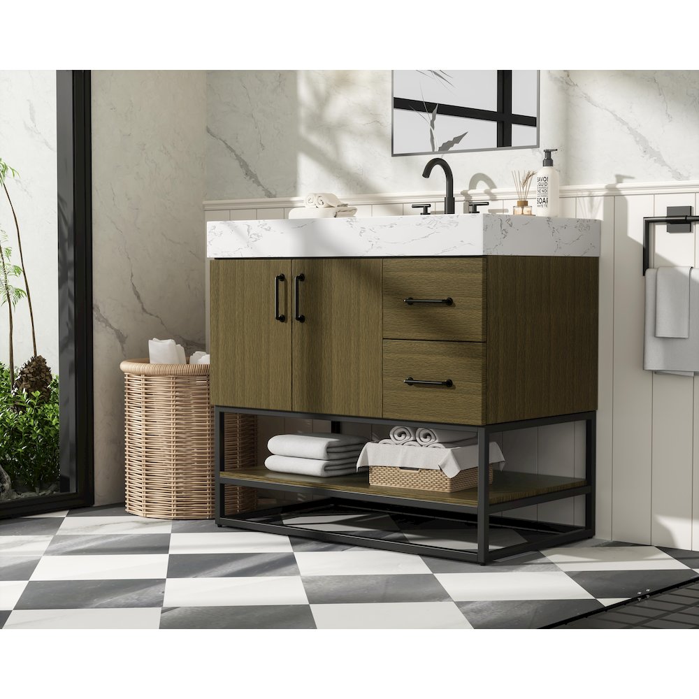 36 inch Single Bathroom Vanity in Chestnut Brown. Picture 3